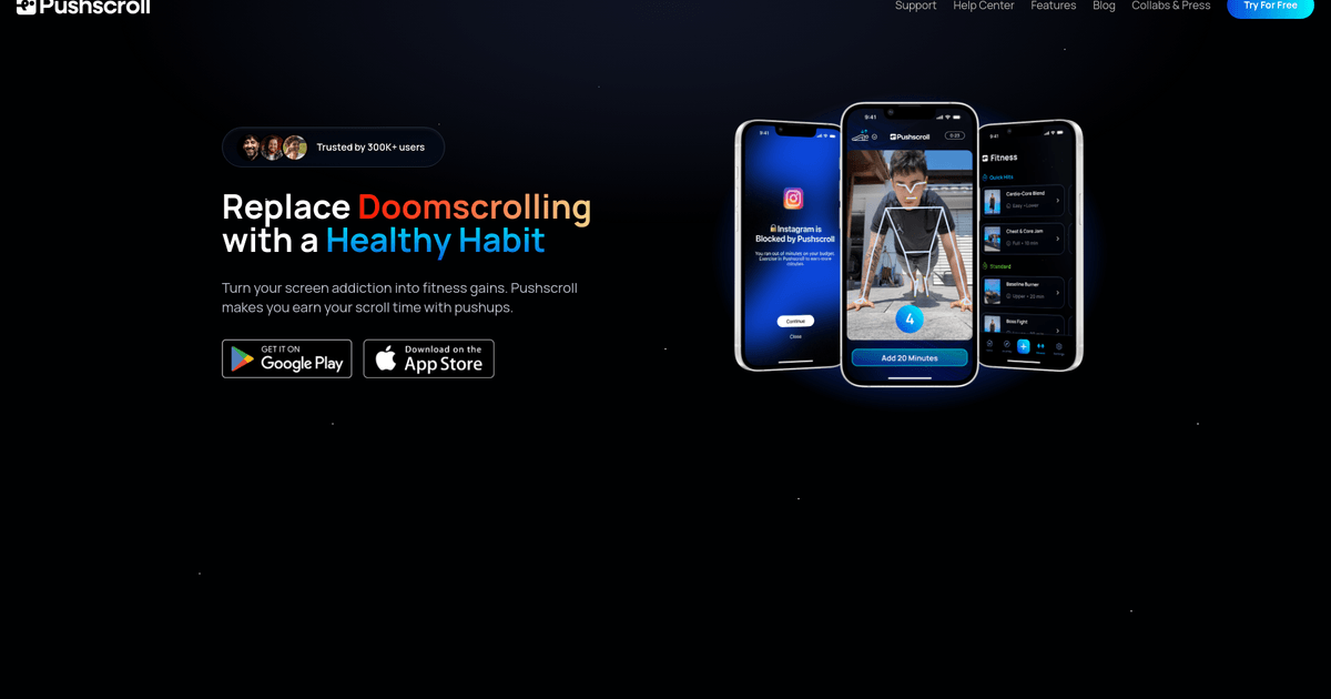 Pushscroll - Replace Doomscrolling with Fitness